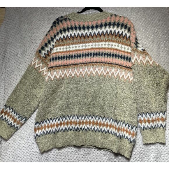&MERCI Geometric Jacquard Knit Sweater Multicolored Comfy Soft Large - Picture 5 of 11
